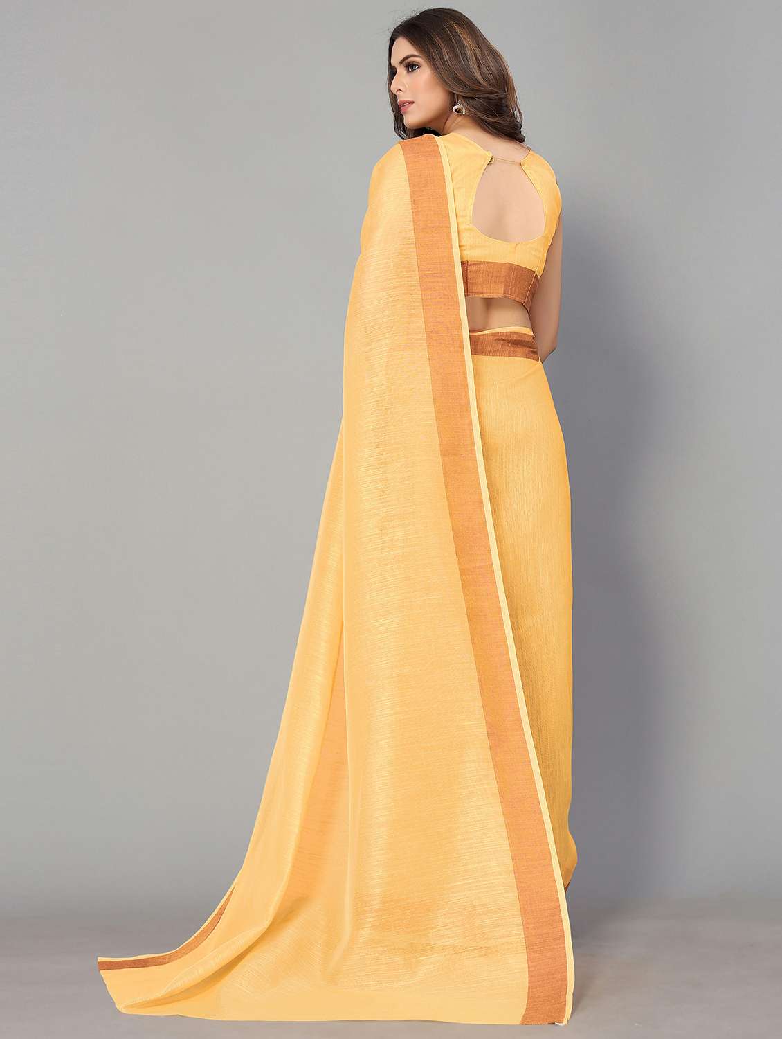 yellow cotton handloom saree - 20039412 - Standard Image - 1