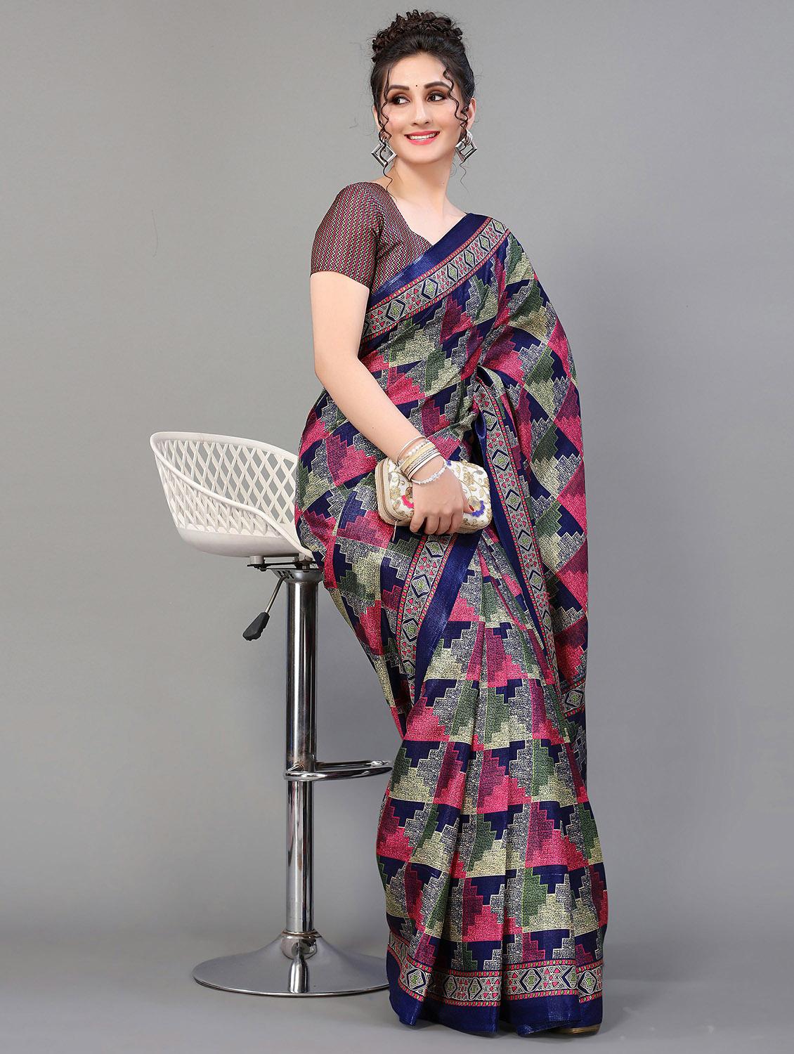 blue silk blend mysore saree with blouse - 20039415 - Standard Image - 1