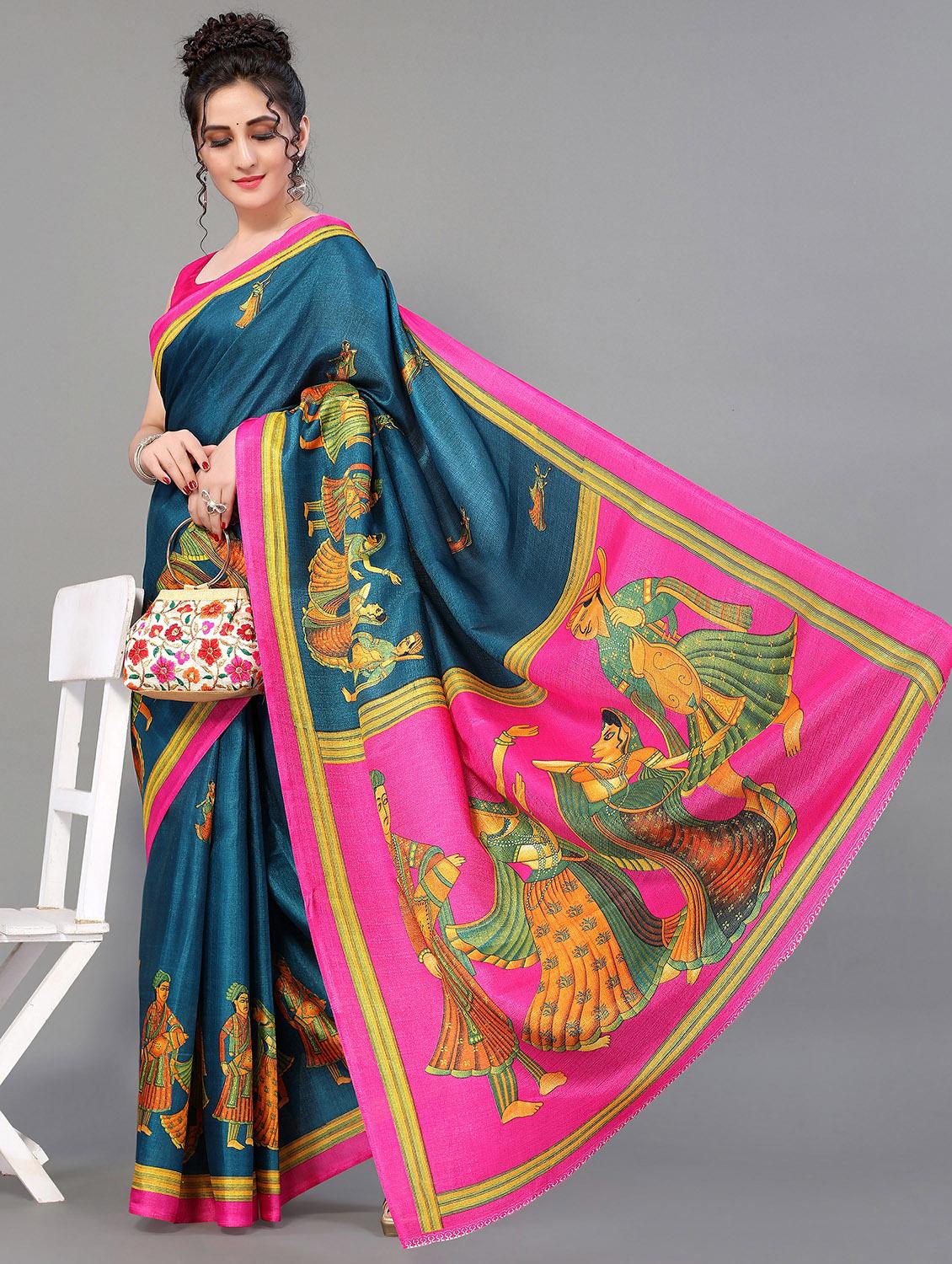 green silk blend mysore saree with blouse - 20039421 - Standard Image - 1