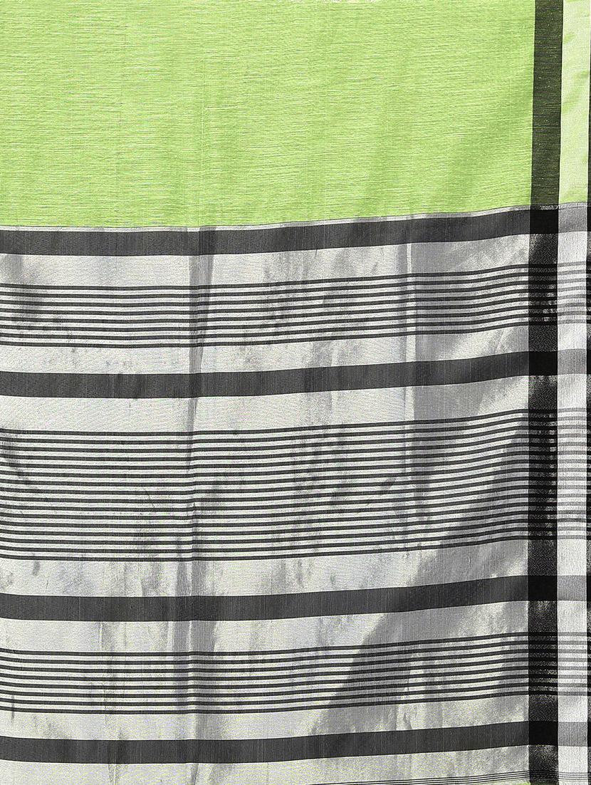 green cotton handloom saree with blouse - 20039427 - Standard Image - 4