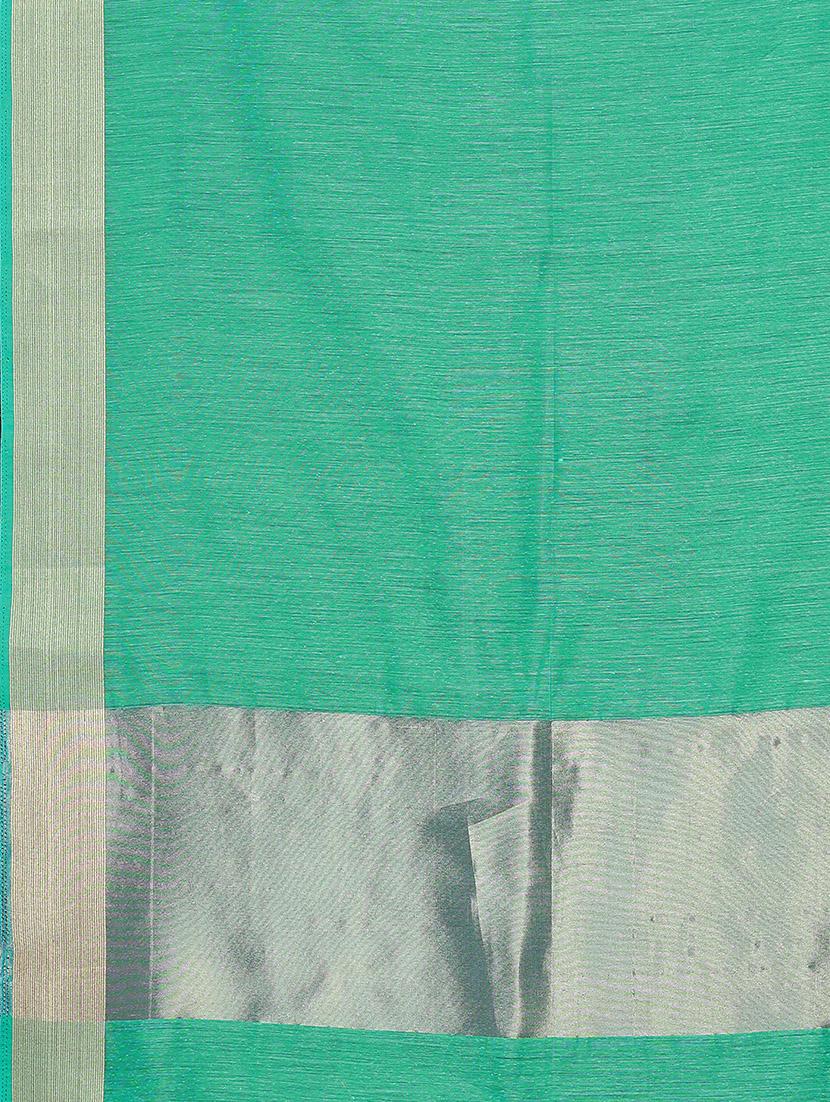 turquoise cotton handloom saree - 20039431 - Standard Image - 4