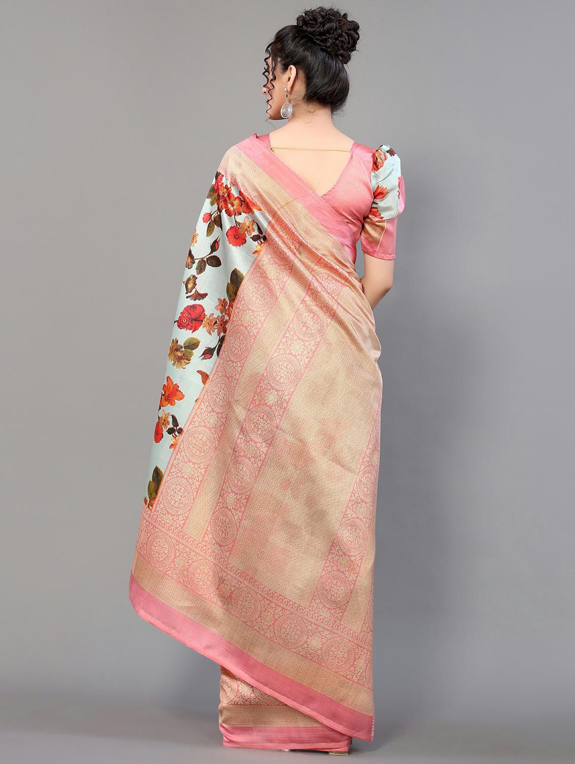 peach silk blend mysore saree with blouse - 20039432 - Standard Image - 1