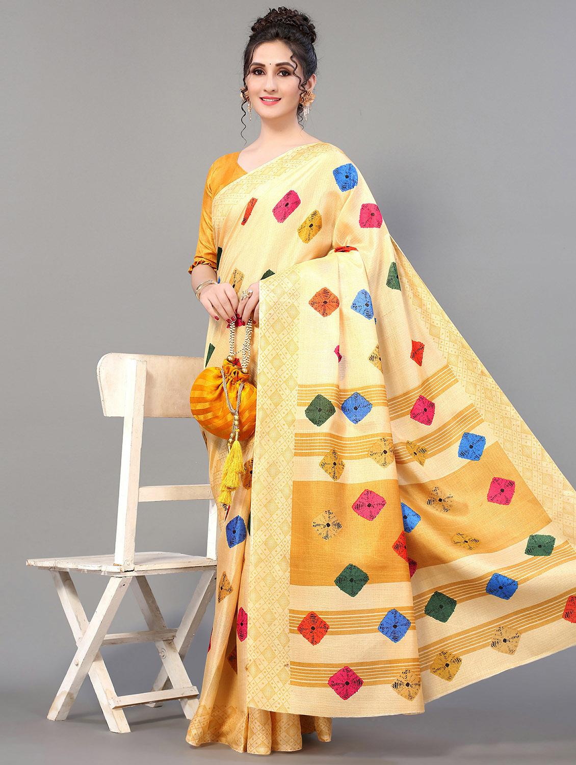yellow silk blend mysore saree - 20039438 - Standard Image - 1