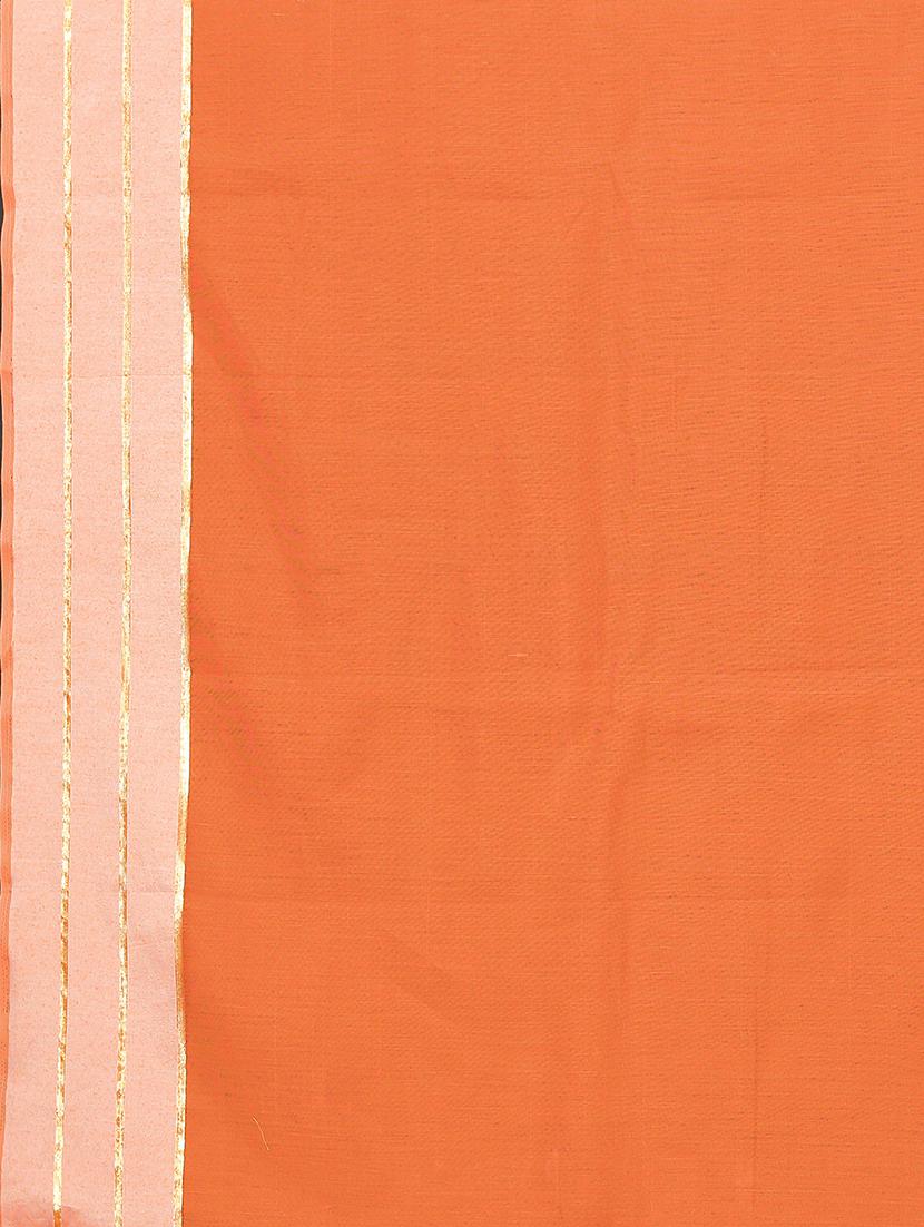 orange cotton handloom saree with blouse - 20039441 - Standard Image - 4