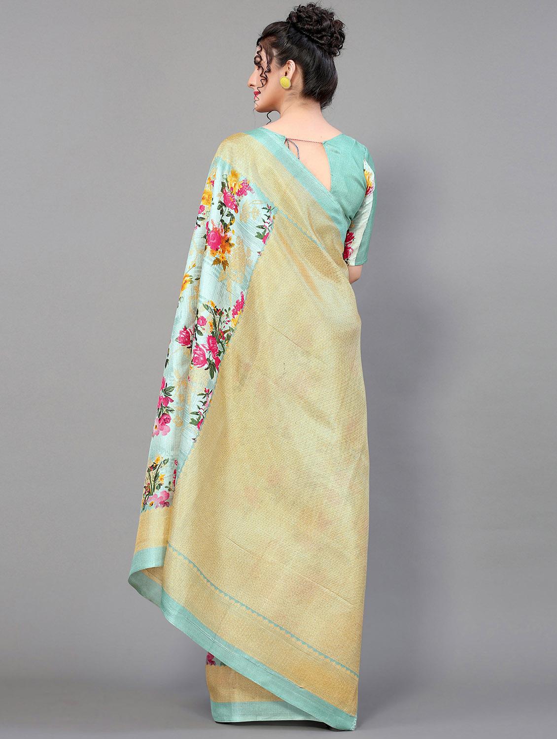 green silk blend mysore saree - 20039453 - Standard Image - 1