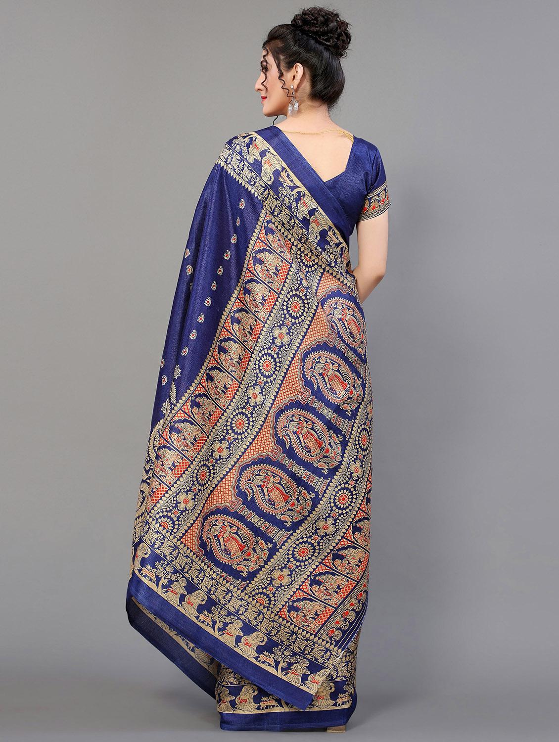 blue silk blend mysore saree with blouse - 20039461 - Standard Image - 1