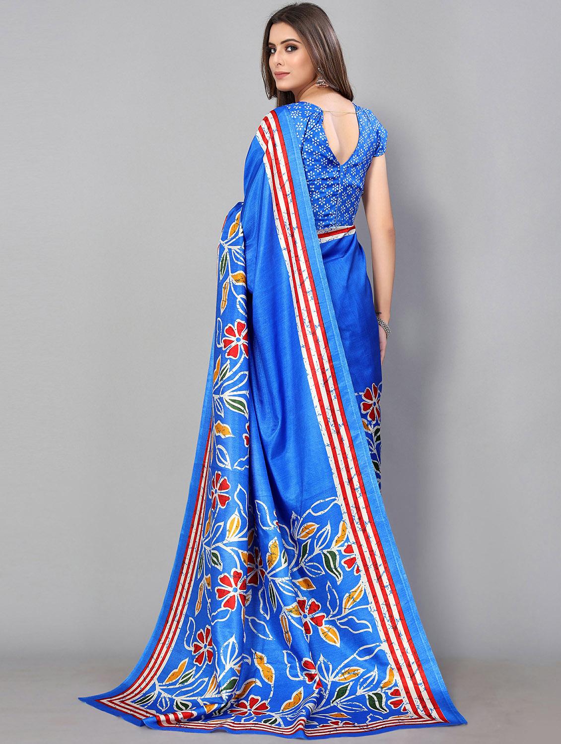 blue silk blend mysore saree with blouse - 20039471 - Standard Image - 1