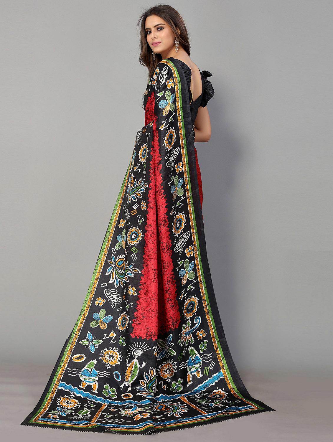 red silk blend mysore saree with blouse - 20039477 -  Standard Image - 1