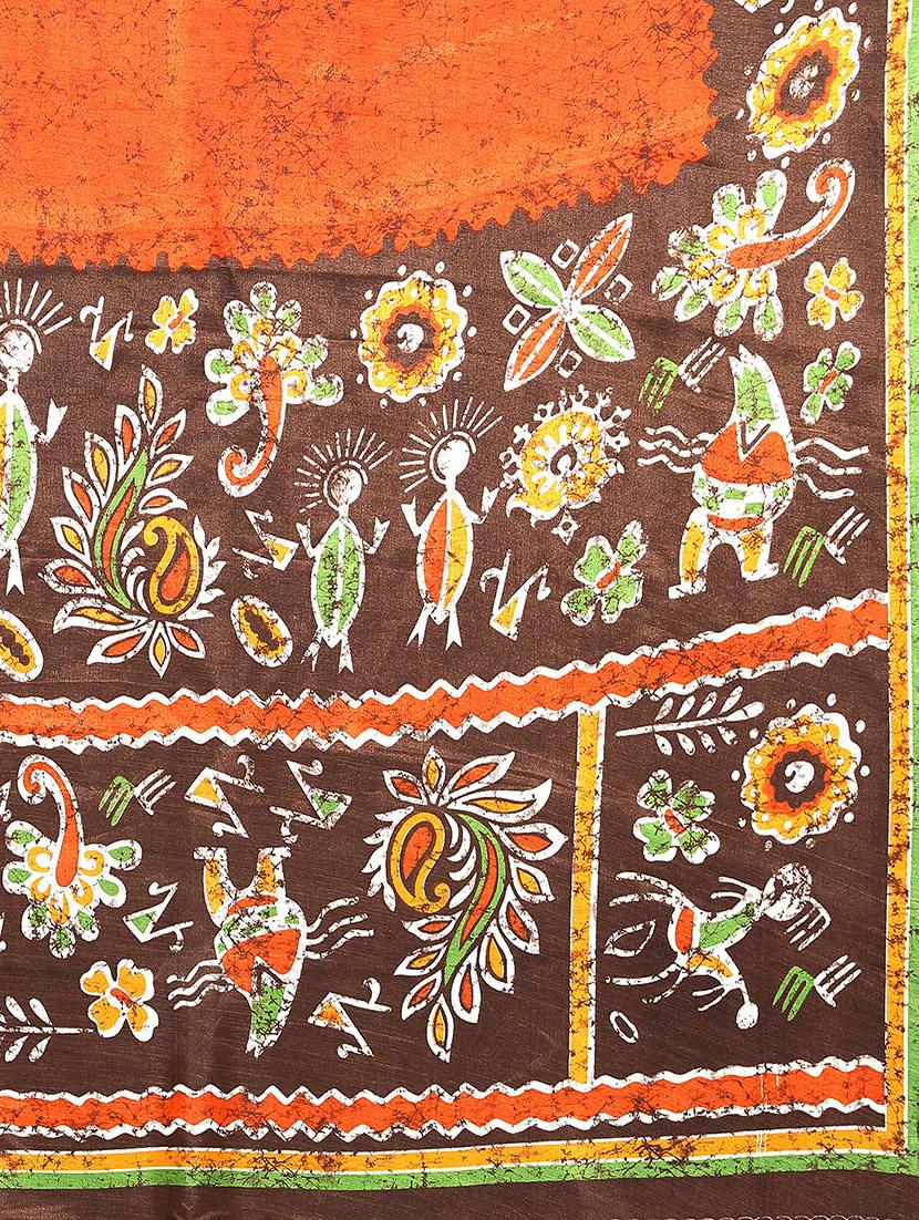 orange silk blend mysore saree - 20039481 - Standard Image - 4
