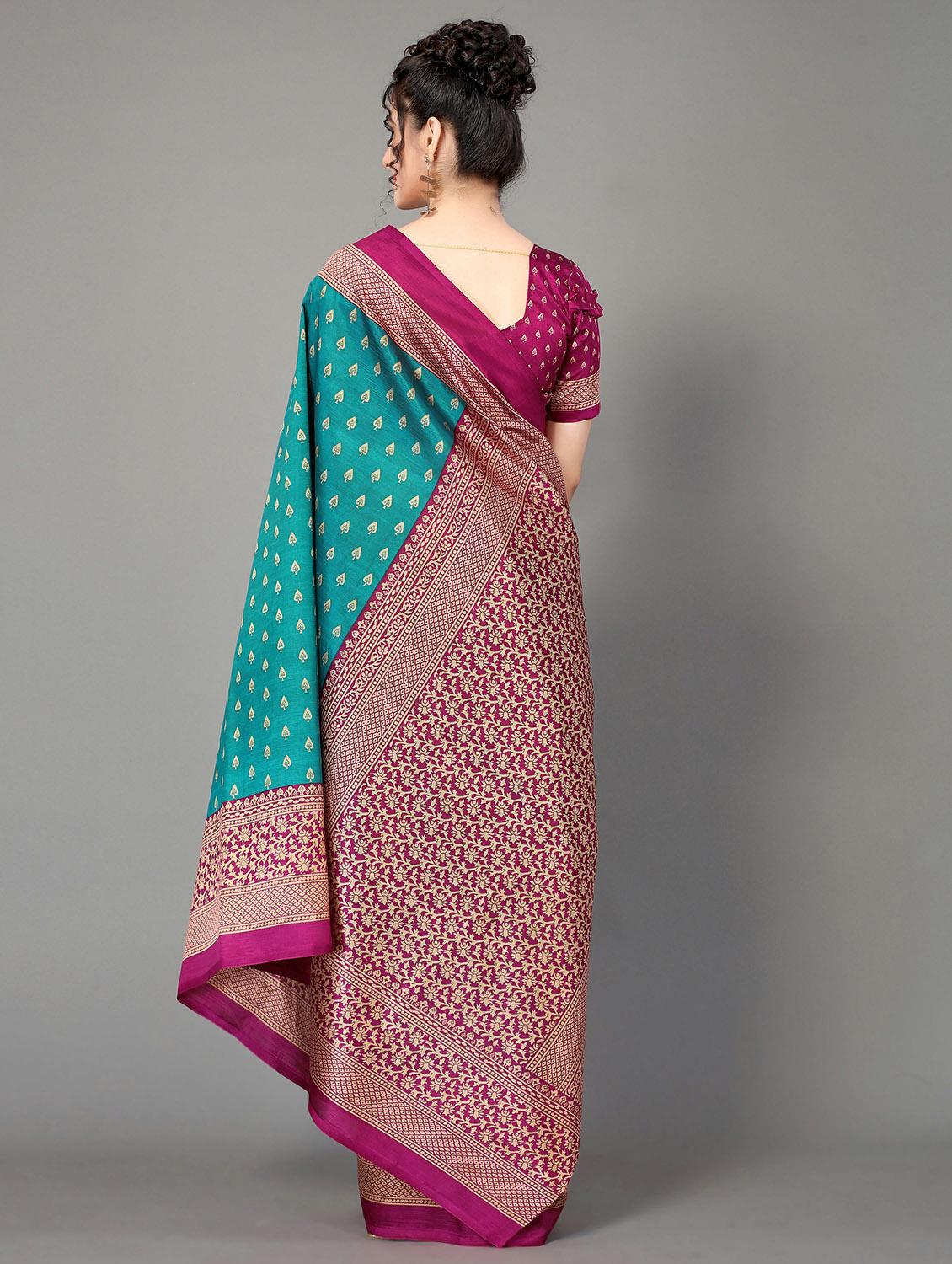 women's self design sea green colored saree with blouse - 20039504 - Standard Image - 1
