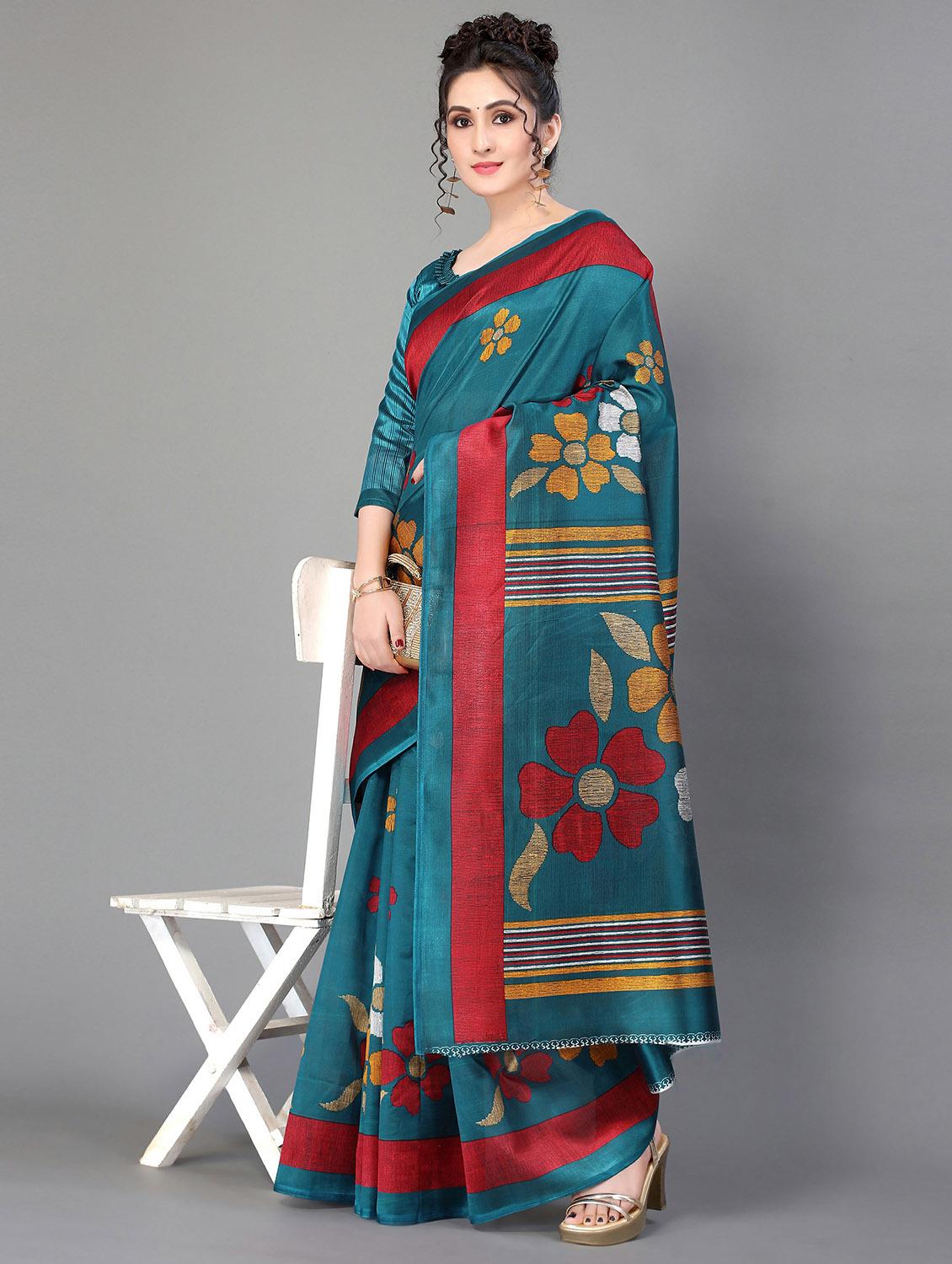 green silk blend mysore saree with blouse - 20039510 - Standard Image - 1