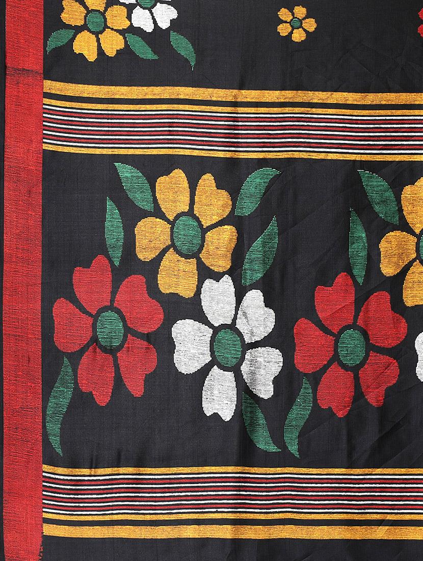 black silk blend mysore saree with blouse - 20039512 - Standard Image - 4