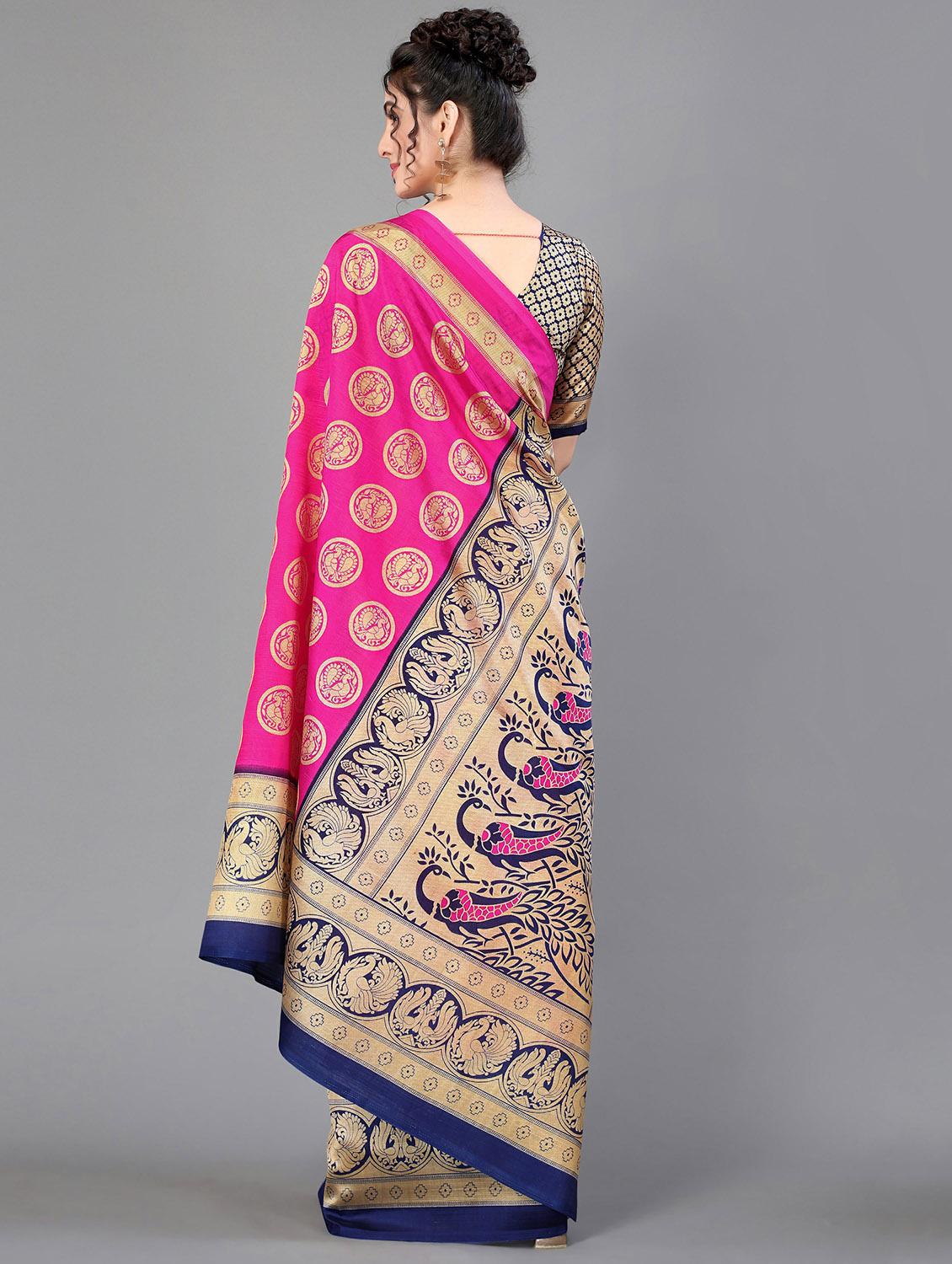 pink silk blend mysore saree with blouse - 20039529 - Standard Image - 1