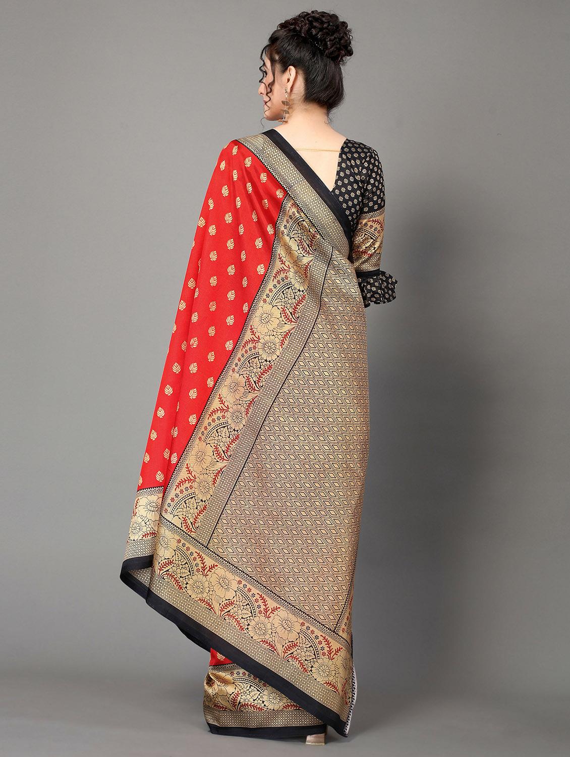 red silk blend mysore saree with blouse - 20039535 - Standard Image - 1