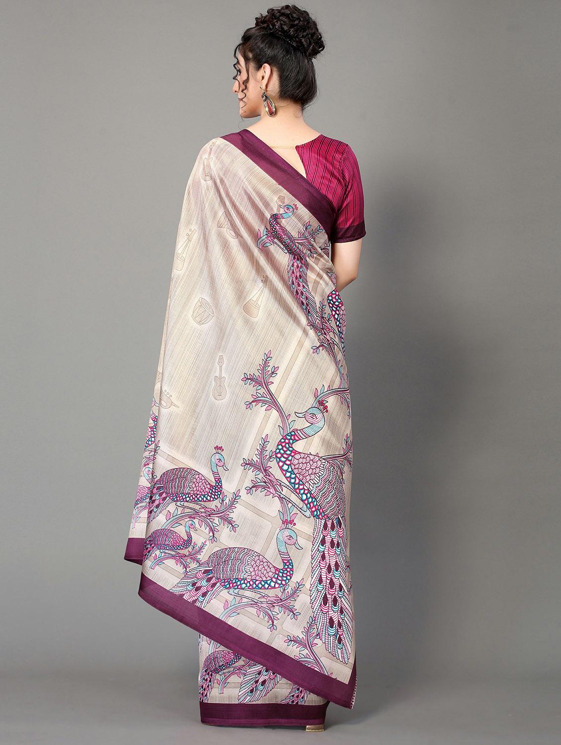 cream mysore silk saree with blouse - 20039551 -  Standard Image - 1