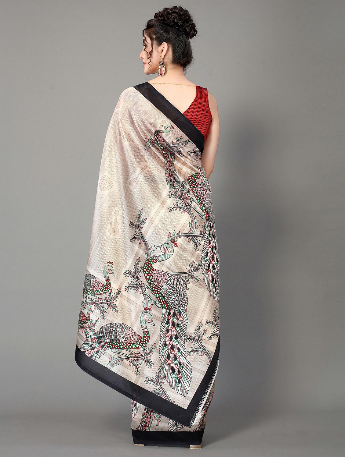 cream mysore silk saree with blouse - 20039555 - Standard Image - 1