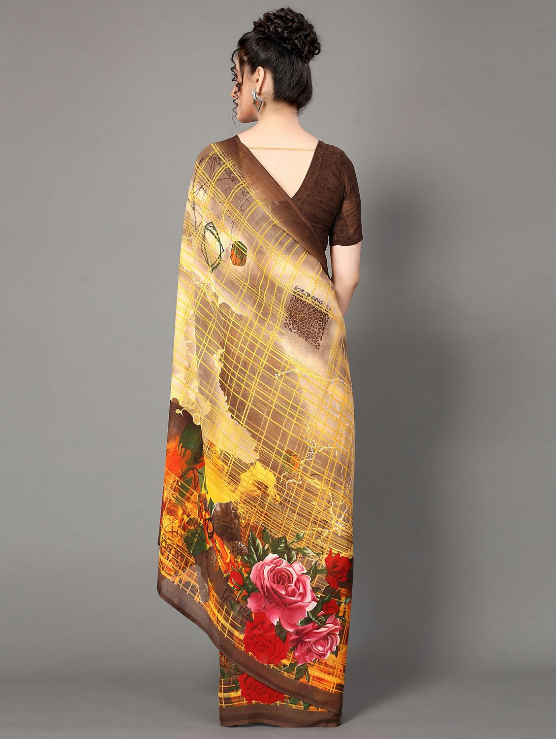 women's floral brown colored saree - 20039561 - Standard Image - 1