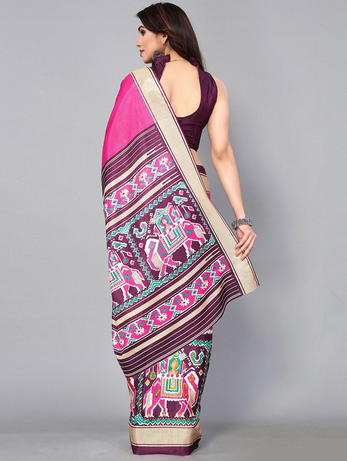women's printed pink colored saree - 20039576 - Standard Image - 1