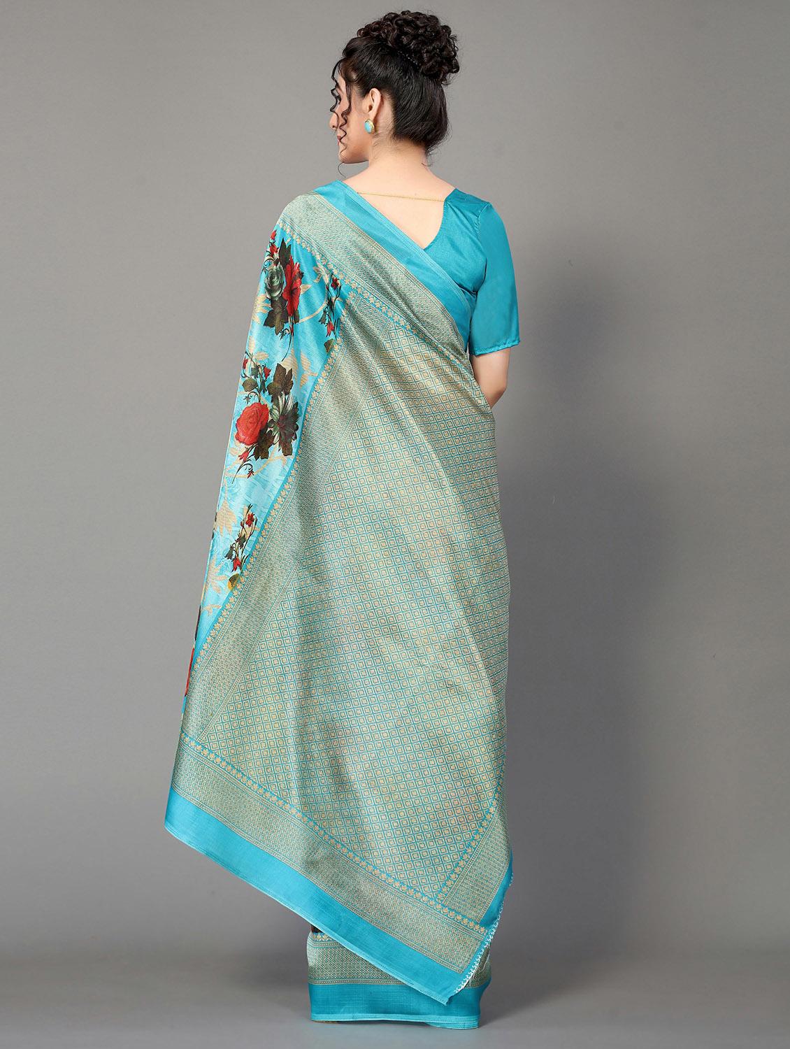 blue silk blend mysore saree - 20039591 - Standard Image - 1