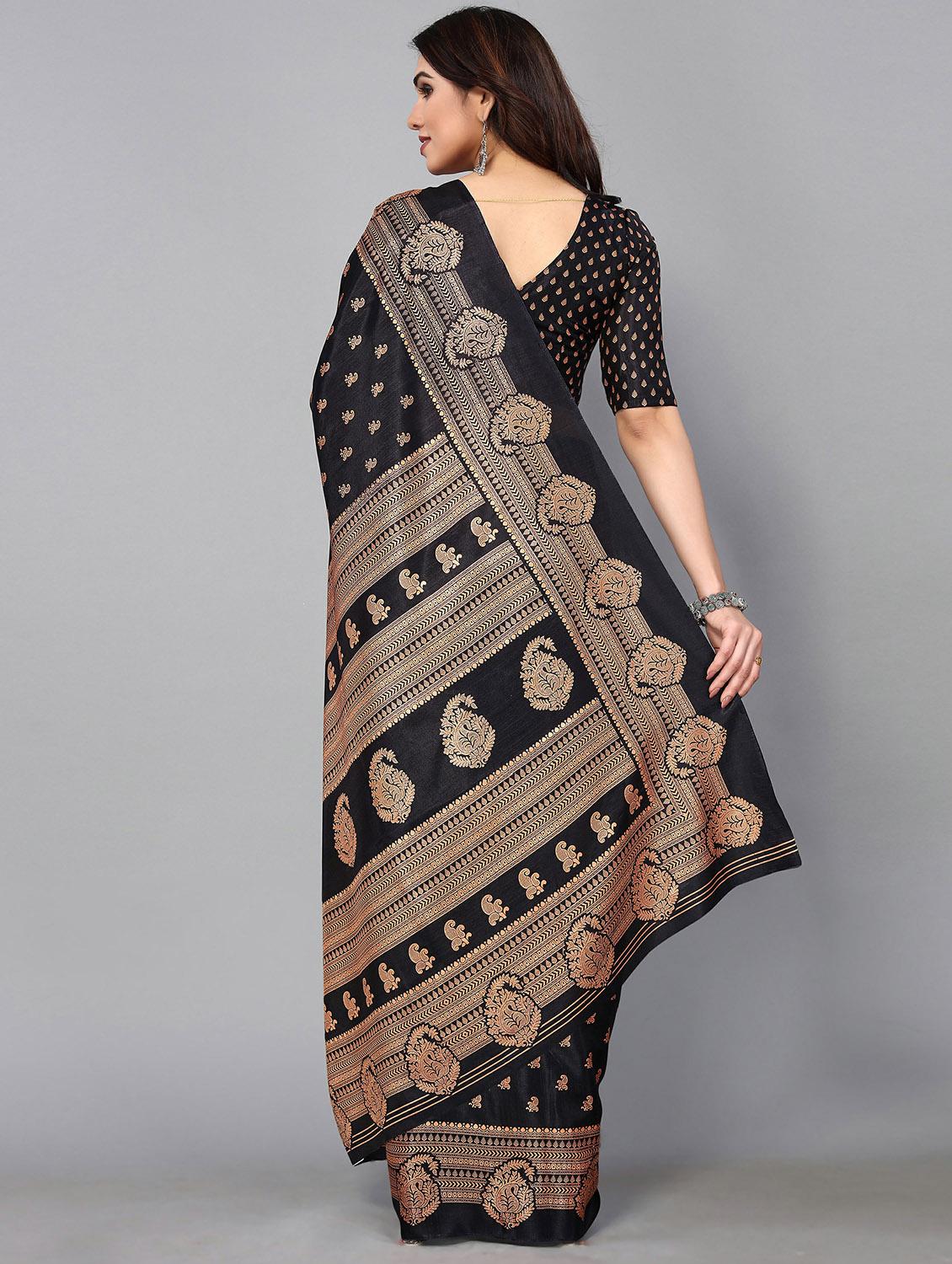 black silk blend mysore saree - 20039592 -  Standard Image - 1