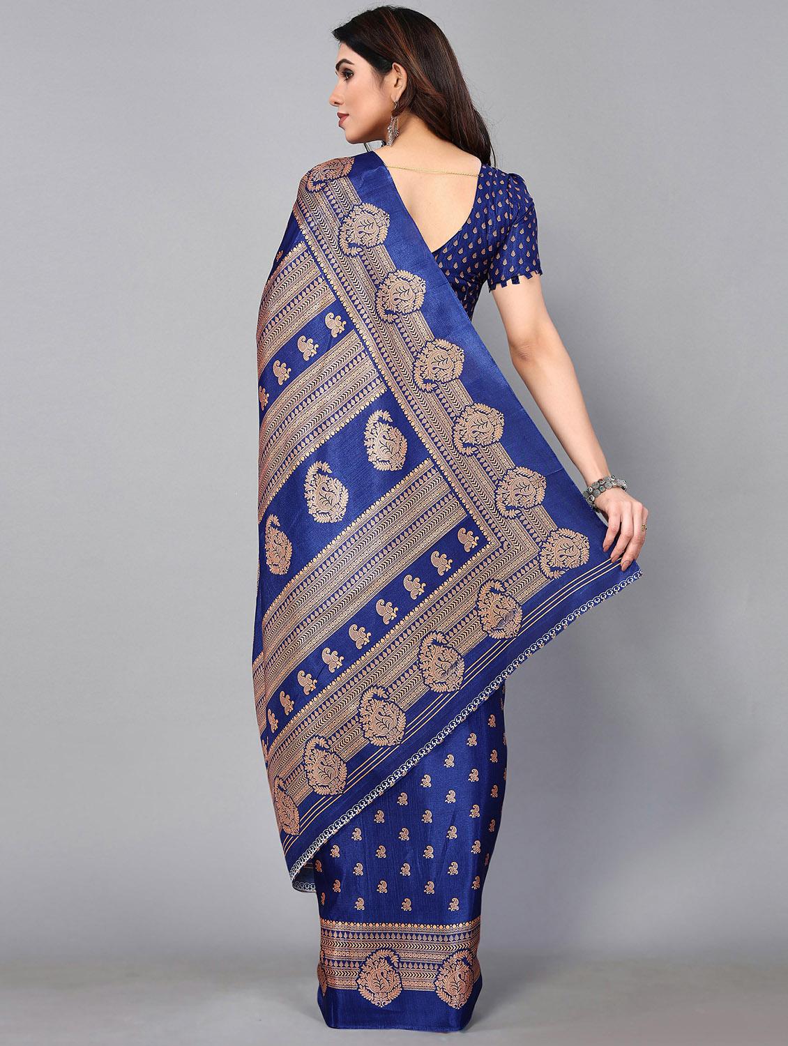 blue silk blend mysore saree - 20039596 -  Standard Image - 1