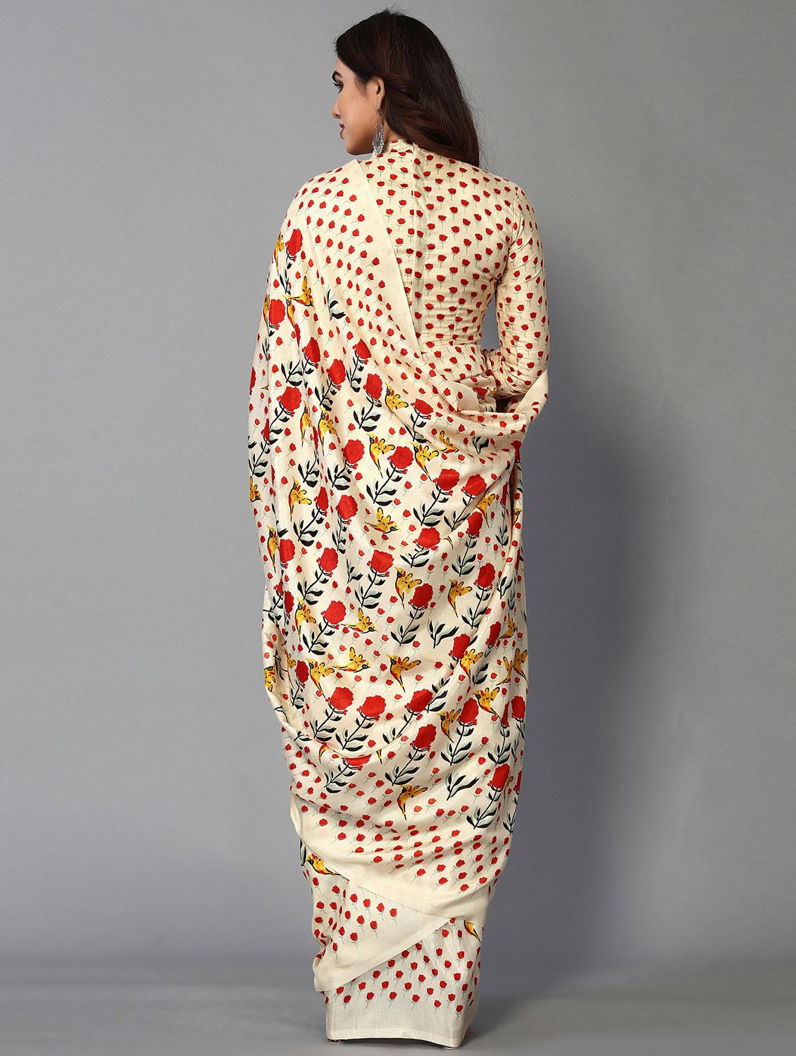 floral printed mysore silk saree with blouse - 20039622 - Standard Image - 1