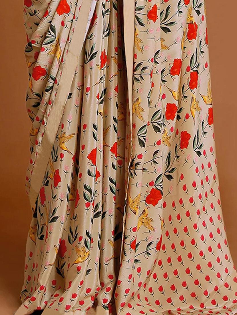 floral printed mysore silk saree with blouse  - 20039624 -  Standard Image - 1