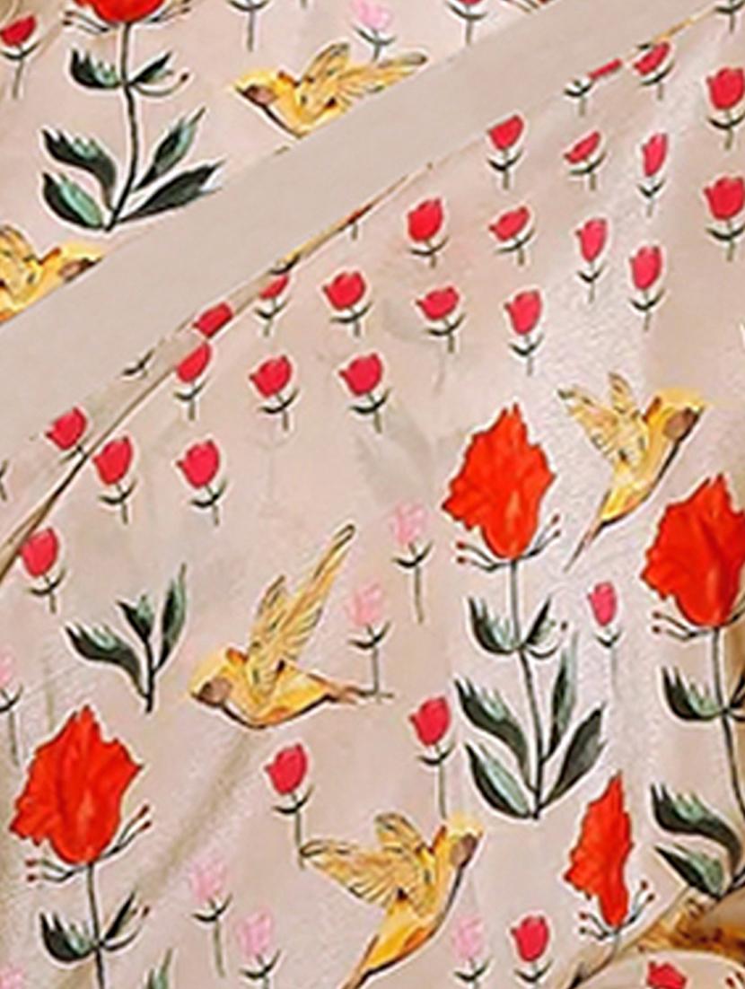 floral printed mysore silk saree with blouse - 20039624 - Standard Image - 4