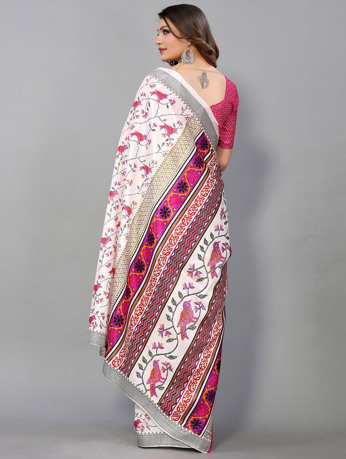 printed mysore silk saree with blouse - 20039643 - Standard Image - 1
