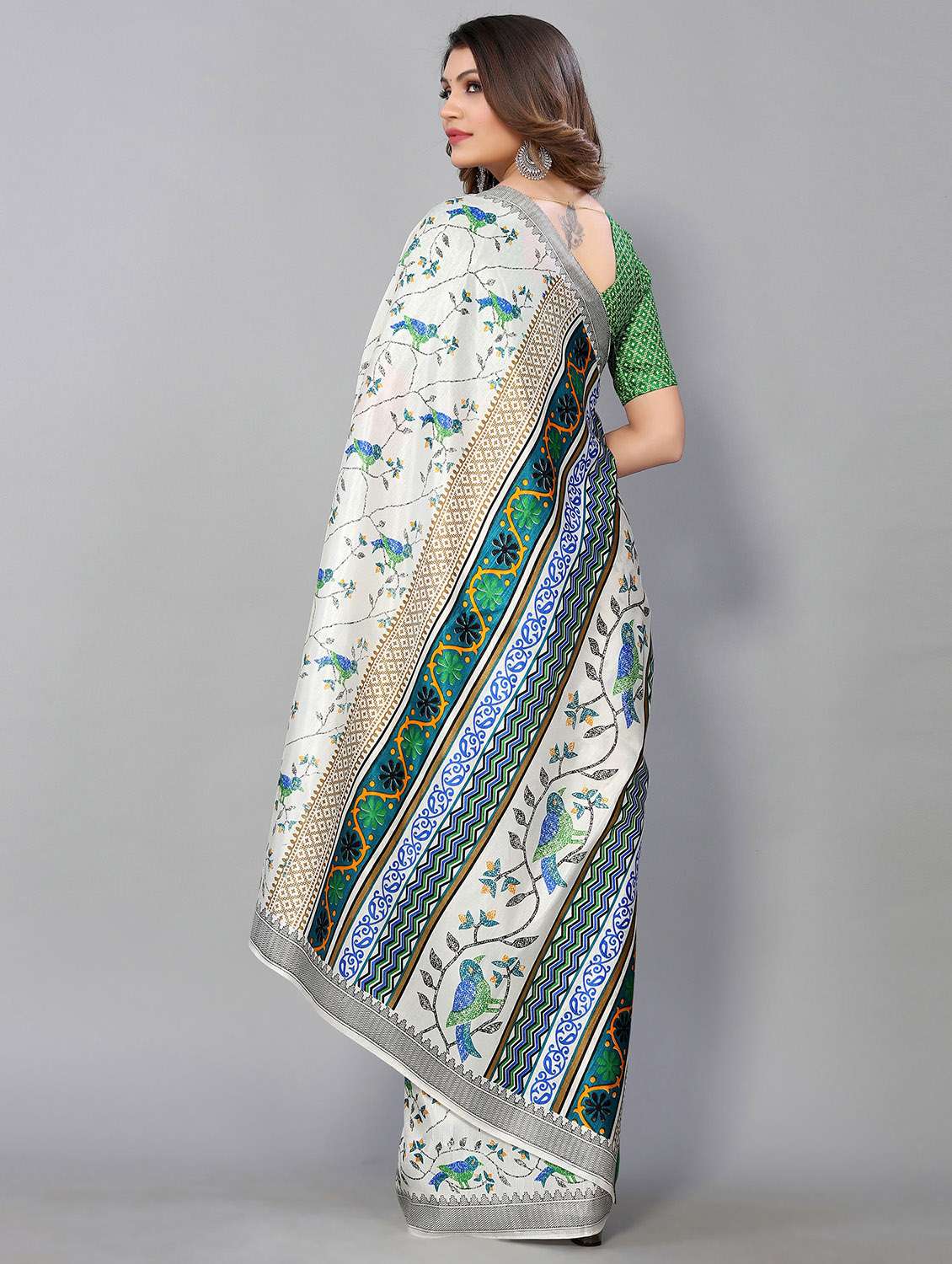 printed mysore silk saree with blouse - 20039649 - Standard Image - 1