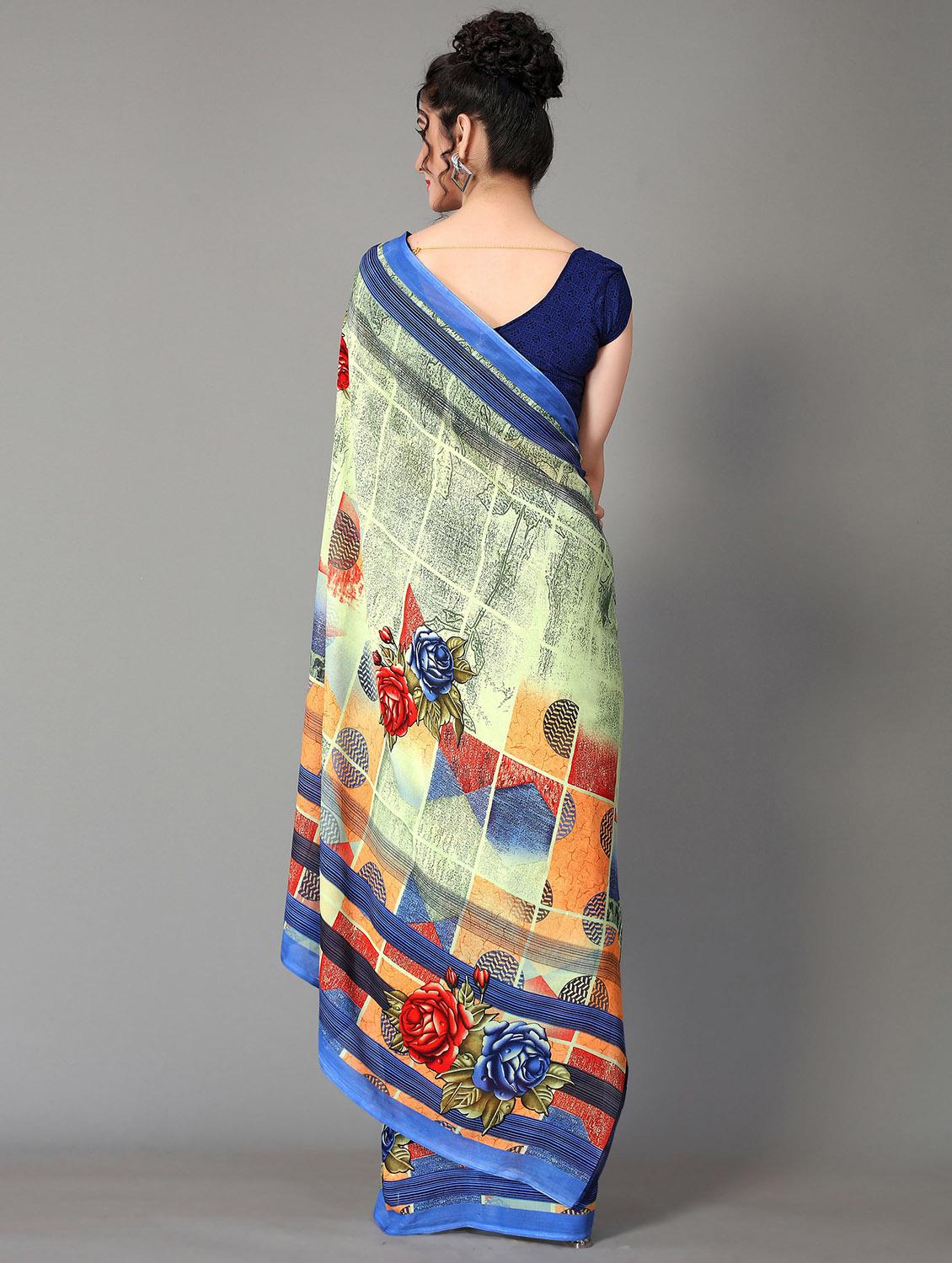 printed saree with blouse - 20039680 - Standard Image - 1