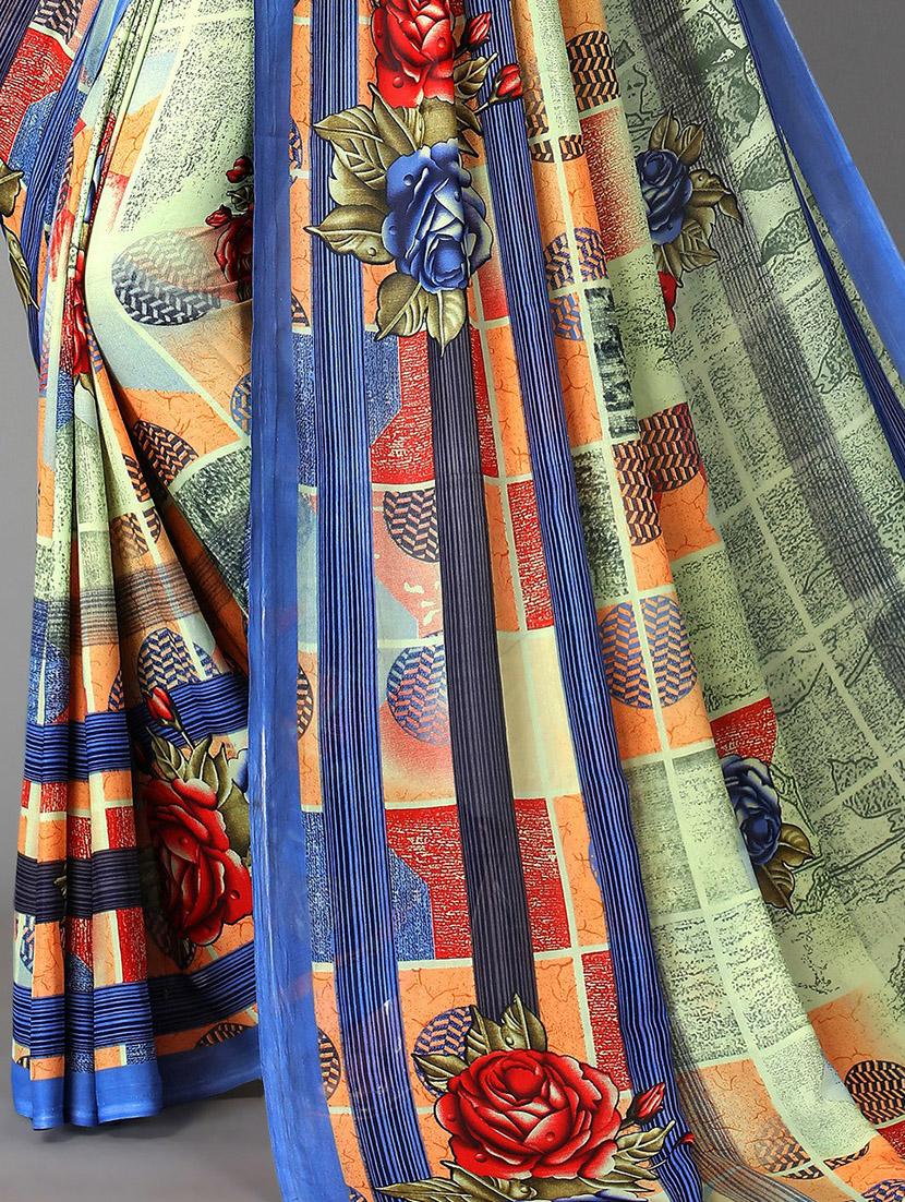 printed saree with blouse - 20039680 - Standard Image - 4