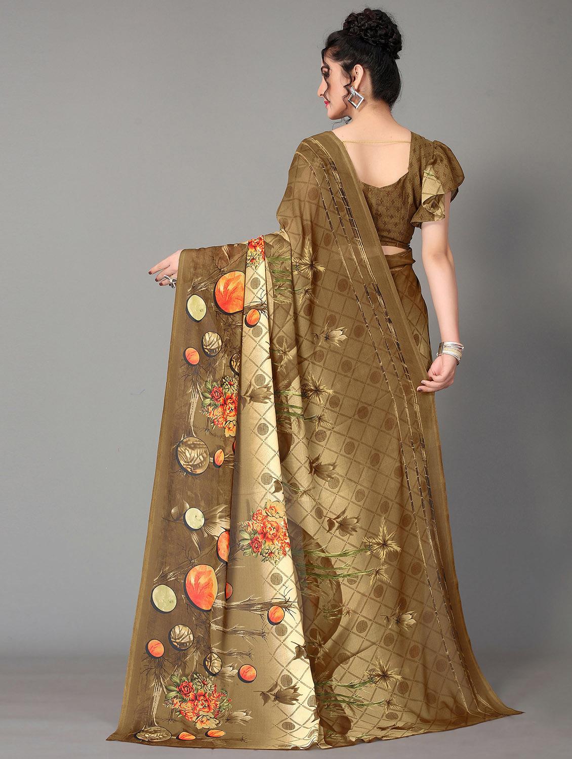 printed saree with blouse - 20039684 - Standard Image - 1