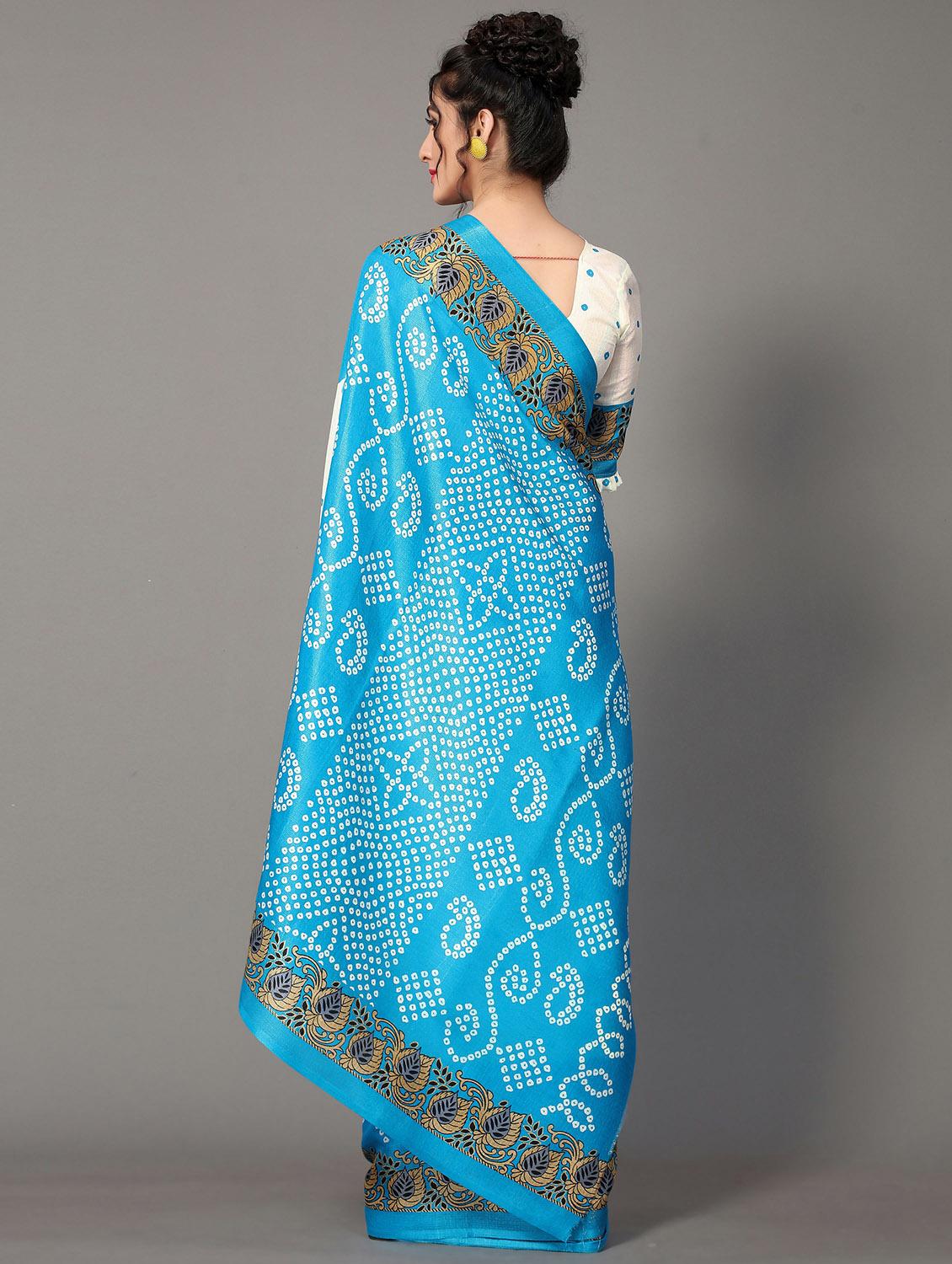 bandhani printed saree with blouse - 20039688 - Standard Image - 1