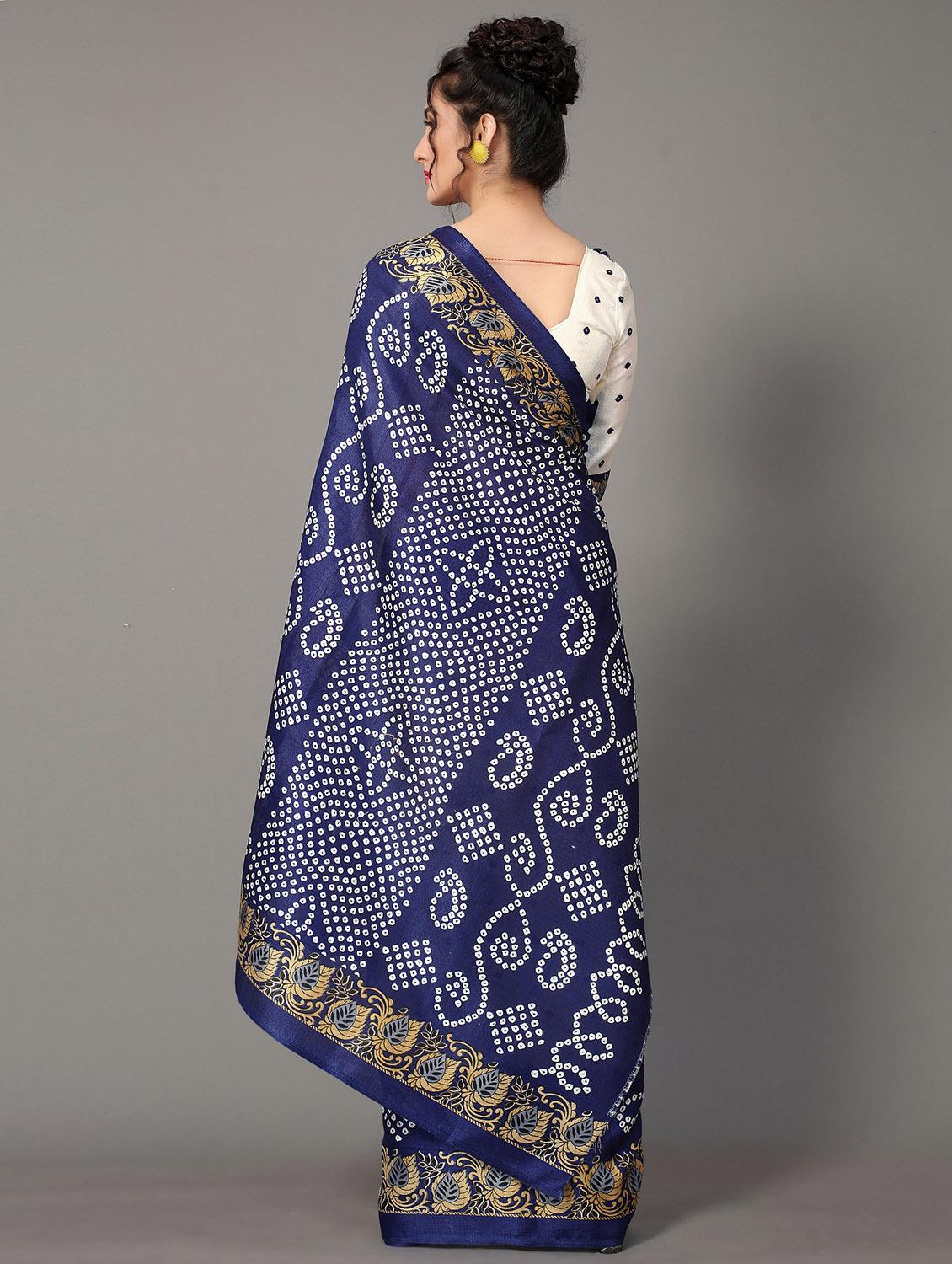 bandhani printed saree with blouse - 20039695 - Standard Image - 1