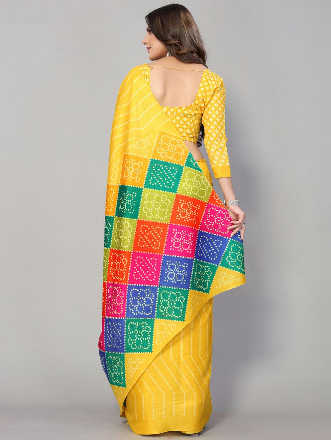 bandhani printed saree with blouse - 20039703 - Standard Image - 1