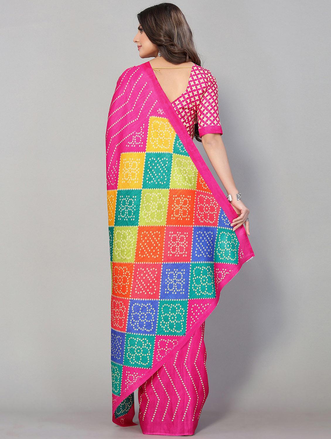 bandhani printed saree with blouse - 20039707 - Standard Image - 1