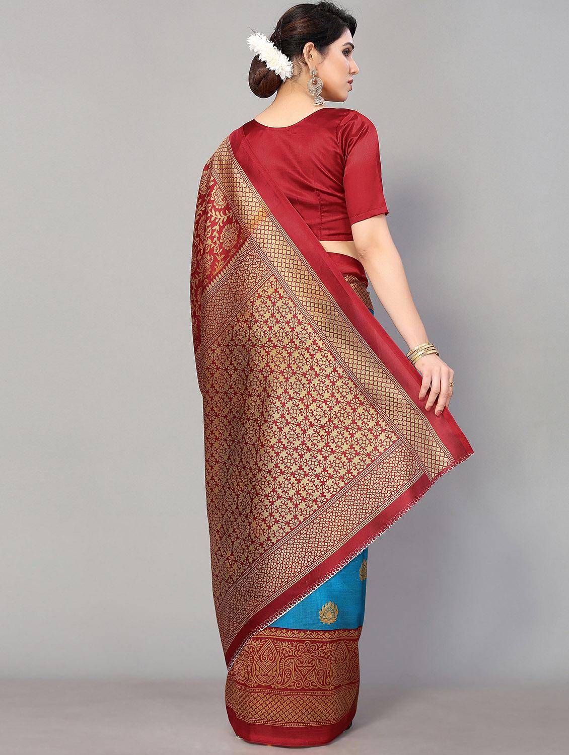 half & half mysore silk saree with blouse - 20039711 - Standard Image - 1