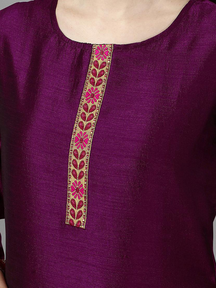 round neck solid straight kurta - 20039714 - Standard Image - 4