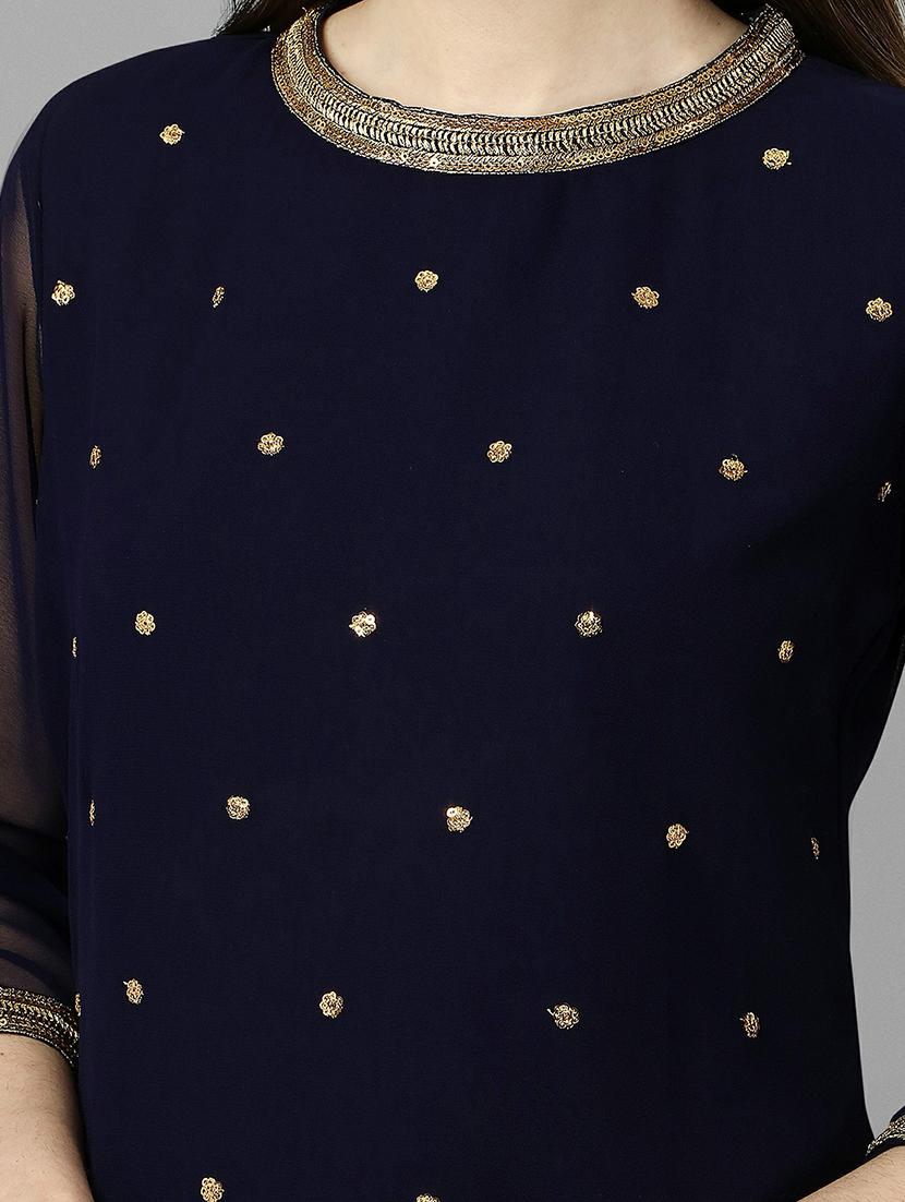 round neck self design straight kurta - 20039717 - Standard Image - 4