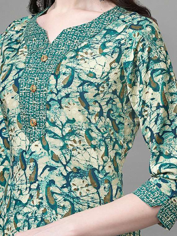 notch neck printed straight kurta - 20039718 - Standard Image - 4