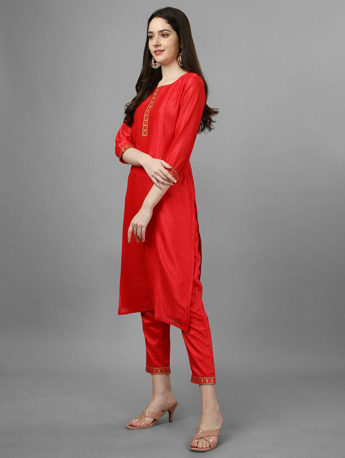 round neck solid straight kurta - 20039723 - Standard Image - 1