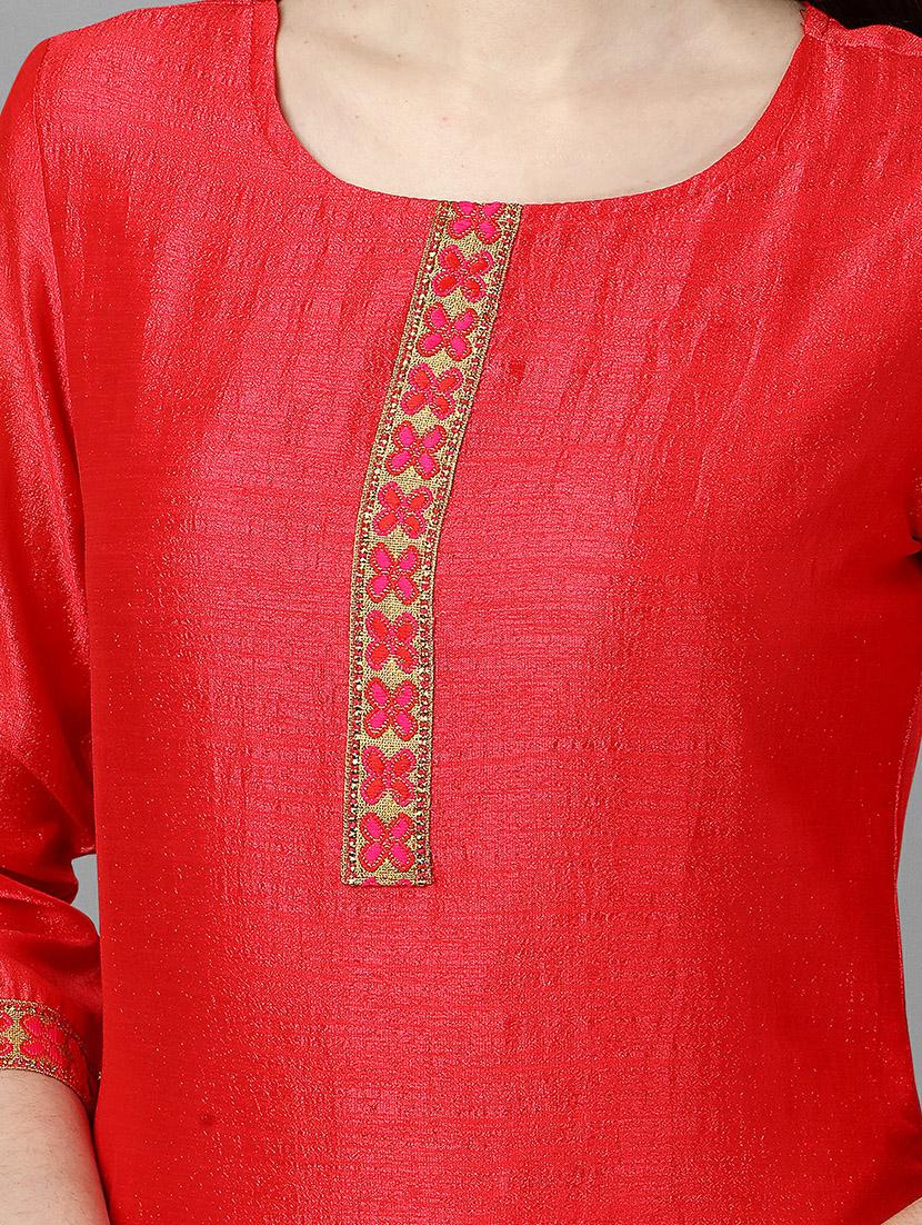 round neck solid straight kurta - 20039723 - Standard Image - 4
