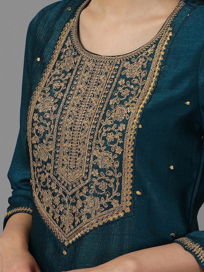 round neck embroidered straight kurta - 20039732 - Standard Image - 4