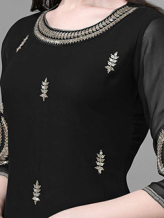 round neck embroidered straight kurta - 20039737 -  Standard Image - 4