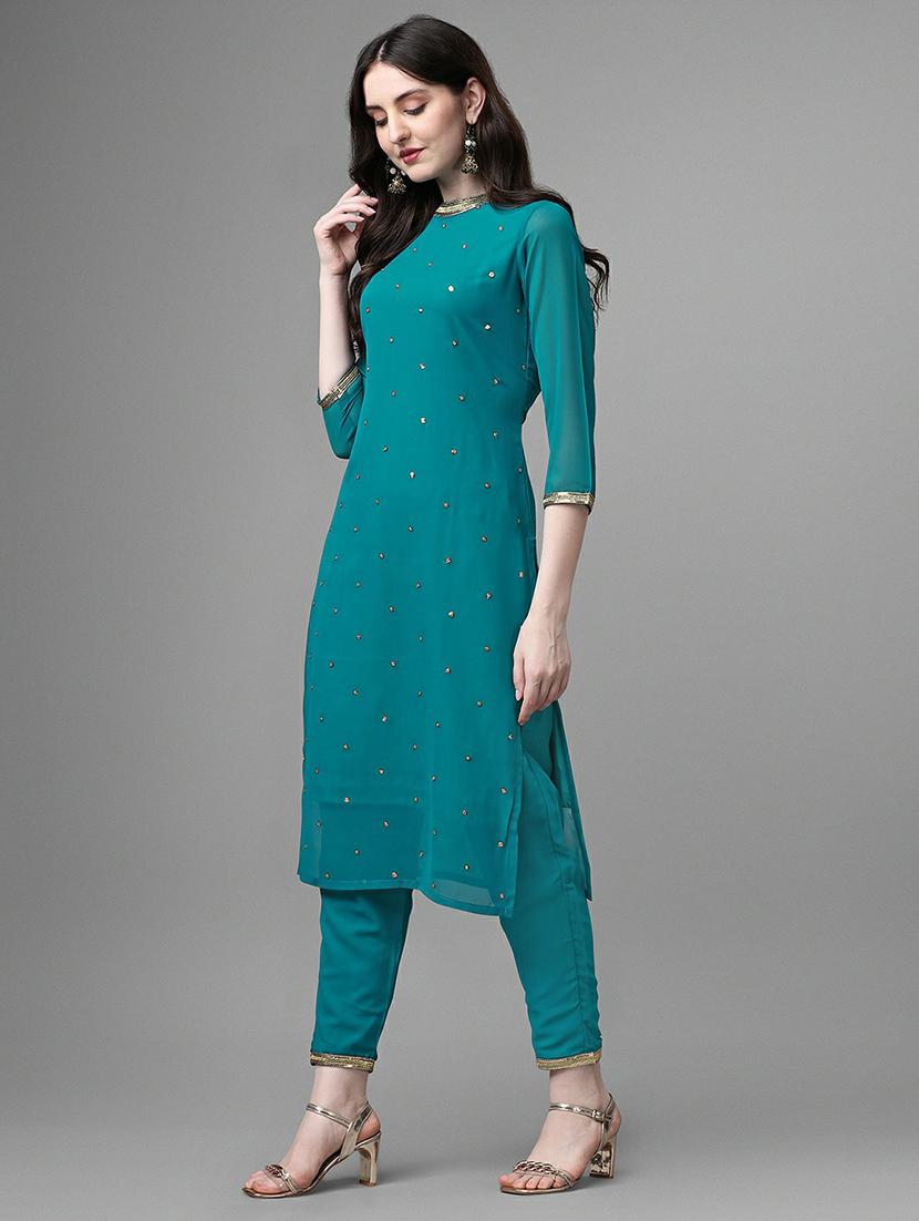 mandarin neck self design straight kurta - 20039742 - Standard Image - 1