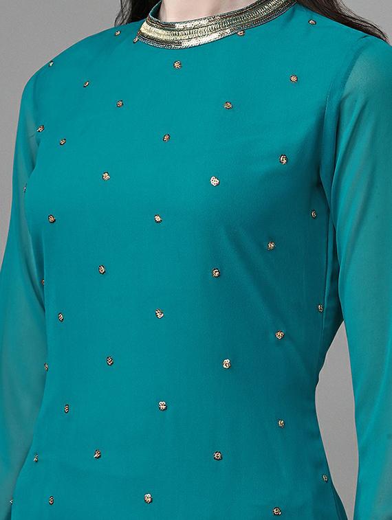 mandarin neck self design straight kurta - 20039742 - Standard Image - 4