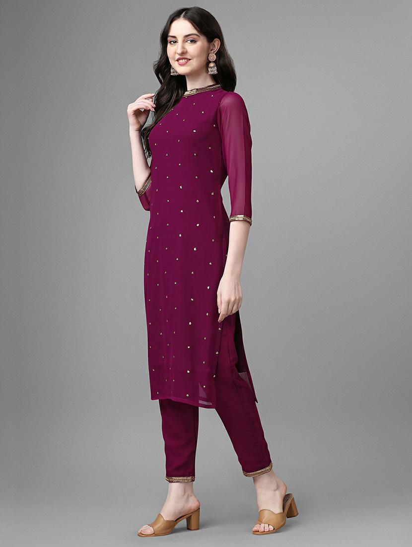 embroidered kurta pant set - 20039771 - Standard Image - 1