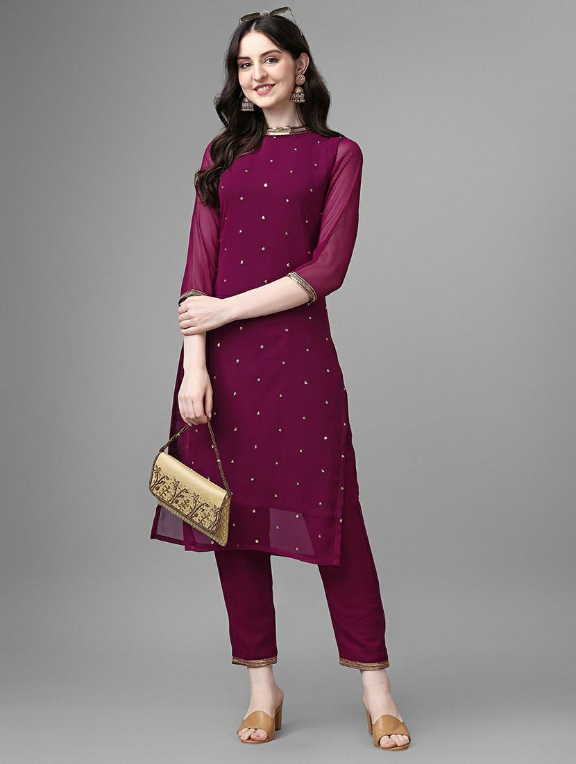 embroidered kurta pant set - 20039771 - Standard Image - 4