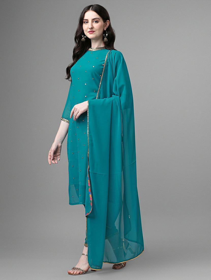 embroidered kurta pant set with dupatta   - 20039776 -  Standard Image - 1